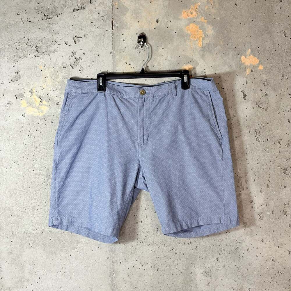 Saks Fifth Avenue Men's Blue Dot Pattern Flat Front Casual Cotton Shorts 40x9